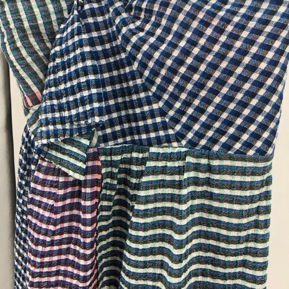 Maeve Waverly One Shoulder Multicolor Gingham Midi Dress size 6 - Picture 6 of 13